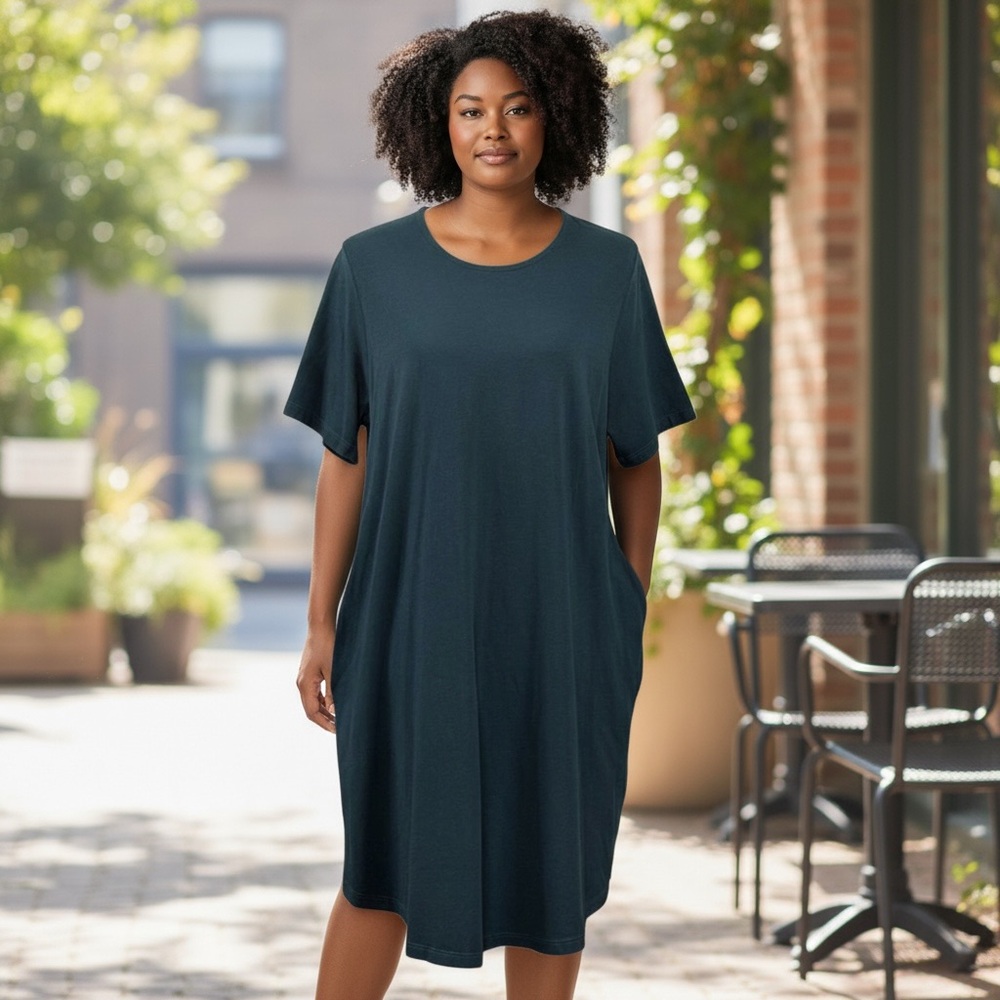 Universal Standard Halie T-shirt Dress Size Small 14/16 Deep‎ Sea Minimal Comfy